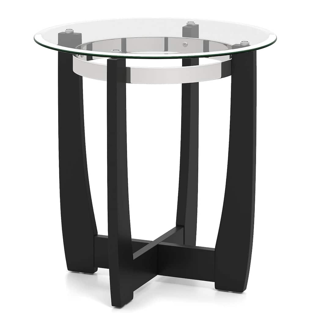 Costway 1/2 PCS 24" Round Side Table Glass End Table with Tempered - See Details