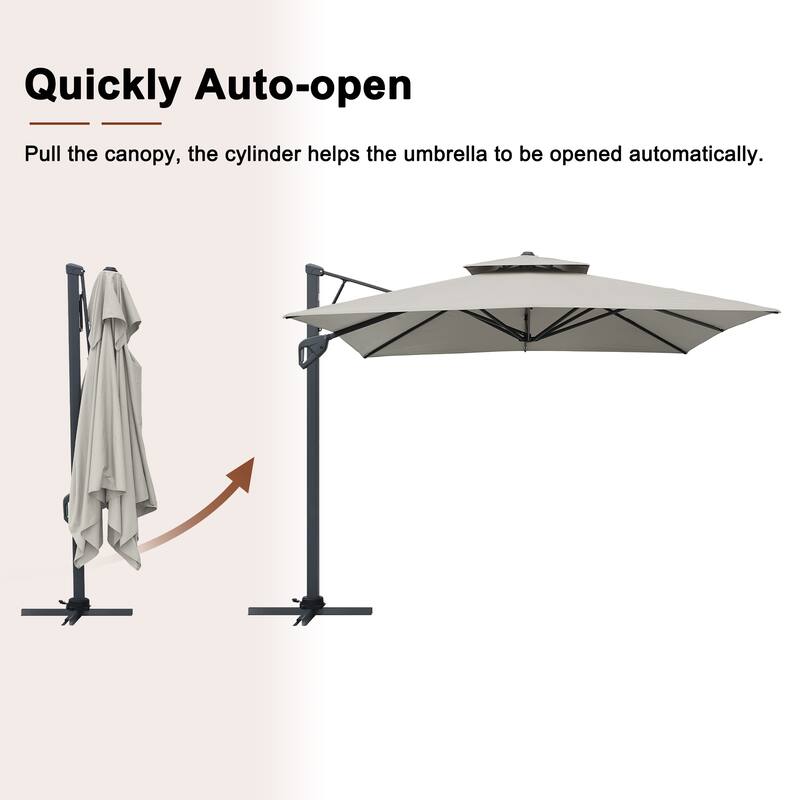 10ft Patio Square Patio Cantilever Umbrella With Crank(Without Base)