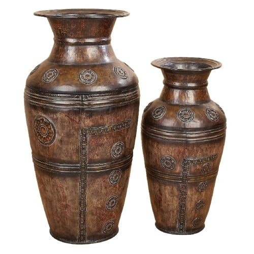 Aspire Home Accents 75714 Embossed Floor Vases (Set of 2)