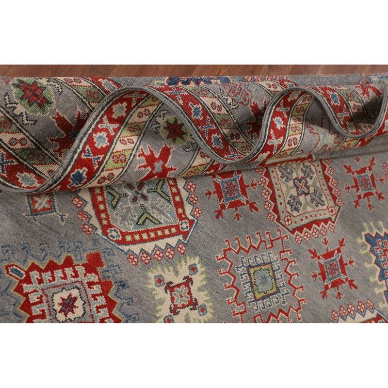Gray Kazak Oriental Area Rug Hand-Knotted Wool Carpet - 6'7" x 9'6"