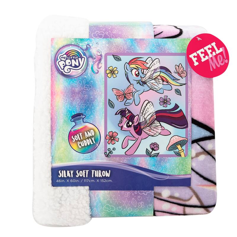 Hasbro My Little Pony Floral Flight Silk Touch Sherpa Throw Blanket