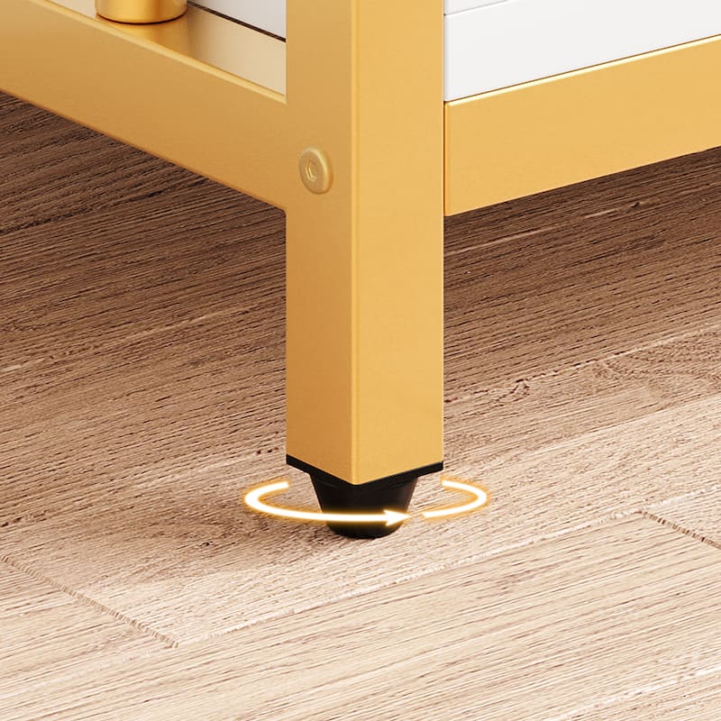Gold Bookshelf with Drawers Modern Bookcase Storage Rack
