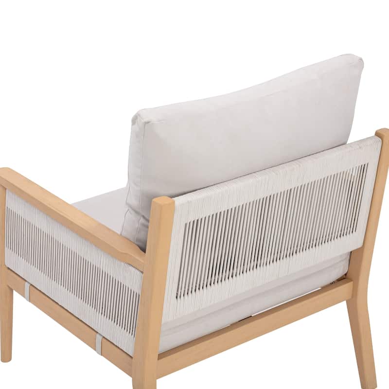 Kayden Bohemian Wooden Upholstered Armchair with Removable Cushion Covers and Solid Acacia Wood Frame