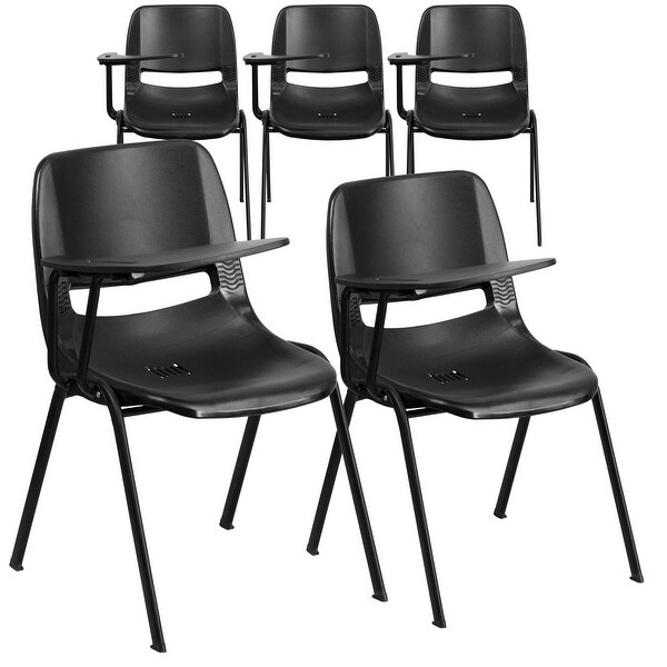 5 Pack Ergonomic Shell Chair with Right Handed Flip Up Tablet Arm