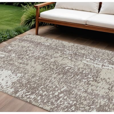 HomeRoots Abstract Transitional Rectangle Outdoor Rug