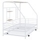 preview thumbnail 76 of 78, Metal House Bed with Trundle, Twin/Full Size Daybed Playhouse Bed with Bulit-in Storage Shelves and Metal Grid for Kids Teens