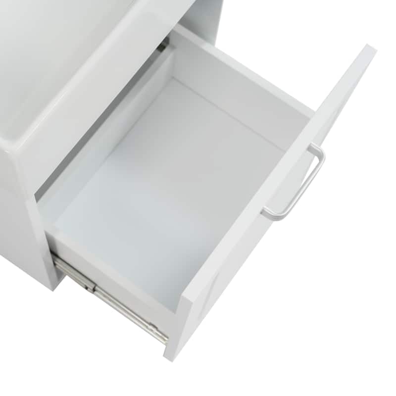 Roomfitters Bathroom Vanity with Sink, Wall Mounted Floating Cabinet with Large Drawer, Adjustable Shelf and Soft-Close System