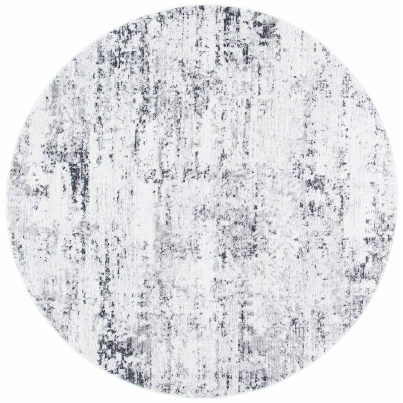 SAFAVIEH Amelia Modern Abstract Rug - 9' Round - Ivory/Grey - Round