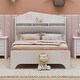 preview thumbnail 14 of 20, Wooden Twin Size House Bed with Storage Headboard ,Kids Bed with Storage Shelf,Grey