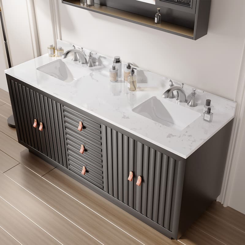 72-Inch Solid Wood Double Vanity with Sinks – Modern Style and Generous Storage
