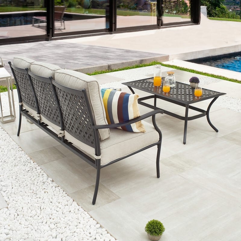 PATIO FESTIVAL 3-Seater Outdoor Sofa with Coffee Table Set