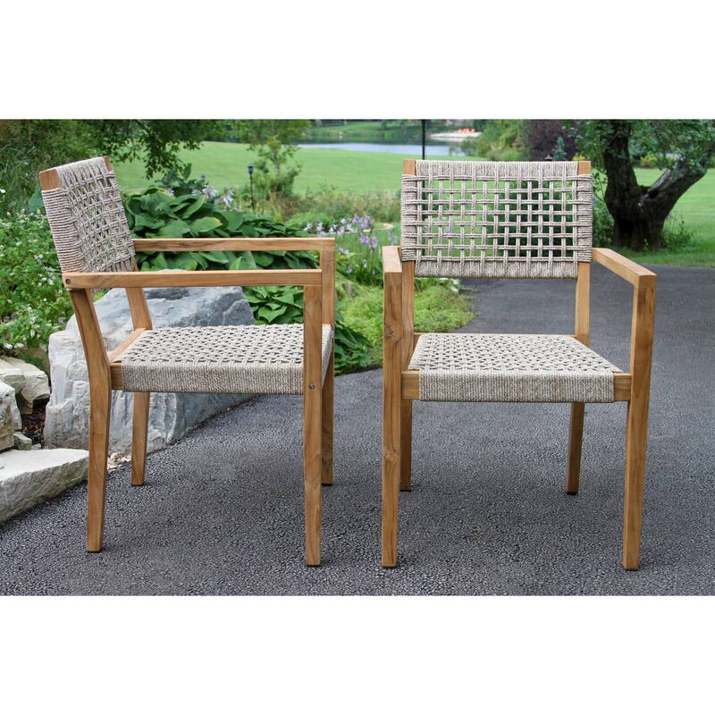 Nadine 5 pc. Teak Dining Set with Rope Stacking Chairs