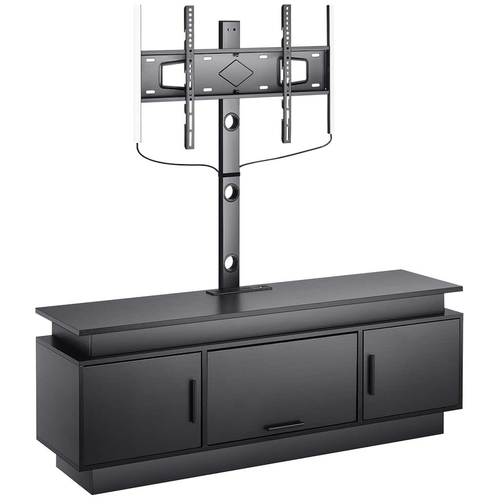 60" TV Stand with Mount for up to 75 in TVs, Entertainment Center with Power Outlet & LED Lights, Height Adjustable TV Console w