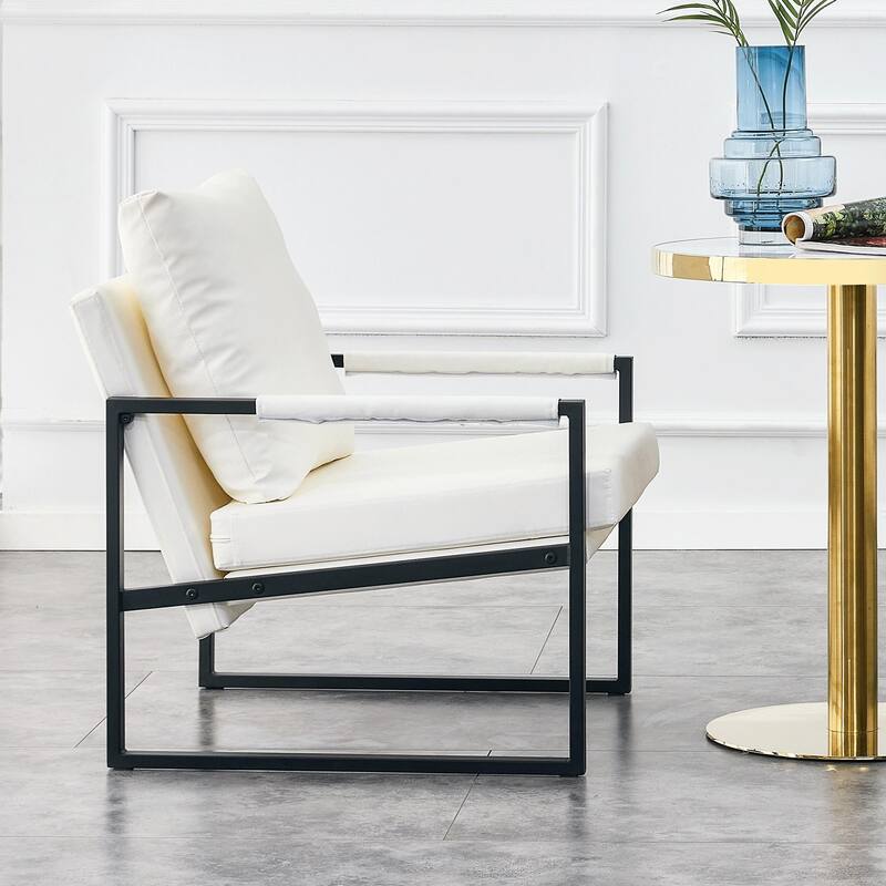 Ouyessir Set of 2 Modern Velvet Accent Chair Linen Sling ArmChair