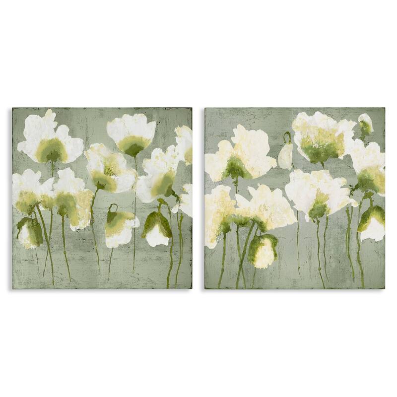 Stupell Charming White Blooms Canvas Wall Art Design By Vanessa Austin (Set of 2) - 17 x 17