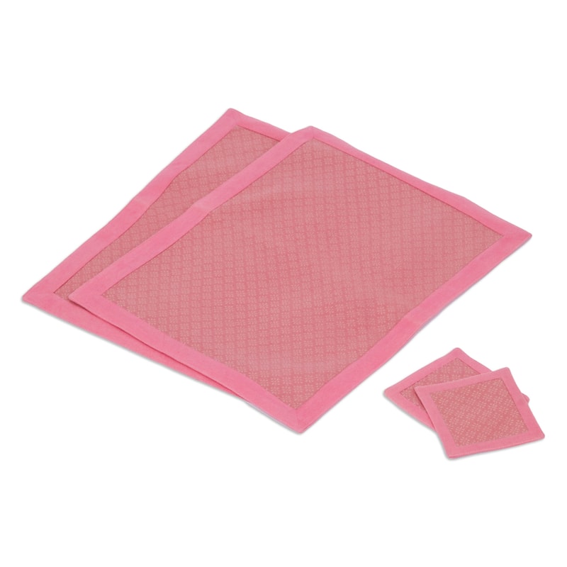 Novica Handmade Rose Day Cotton Placemats And Coasters (Set Of 2)