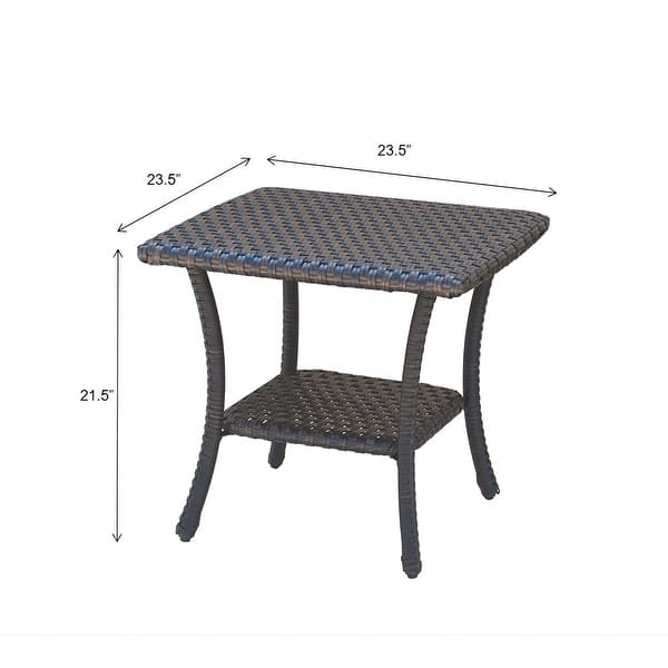 Patio Tables Wicker Coffee Table Rattan End Table with 2Tier Storage
