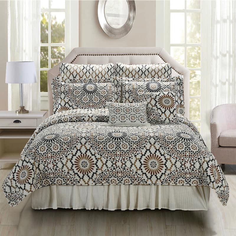 Serenta Tradewinds Printed Microfiber 7-piece Quilt Set