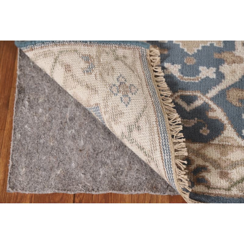 Floral Blue Oushak Oriental Runner Rug Handmade Wool Carpet - 2'8"x 9'10"