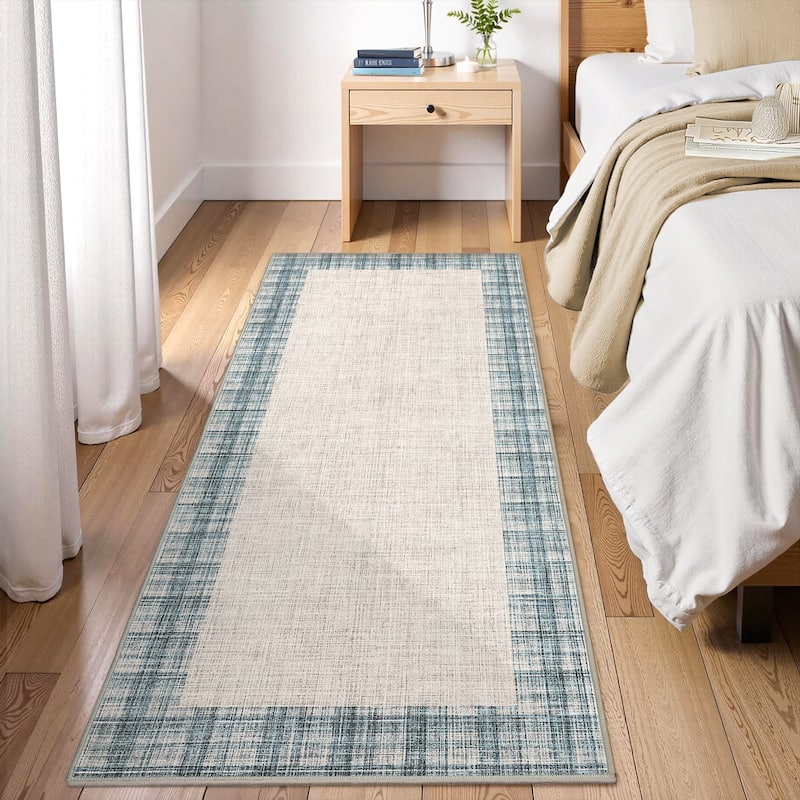 Garvee Linen Border Living Room Area Rug