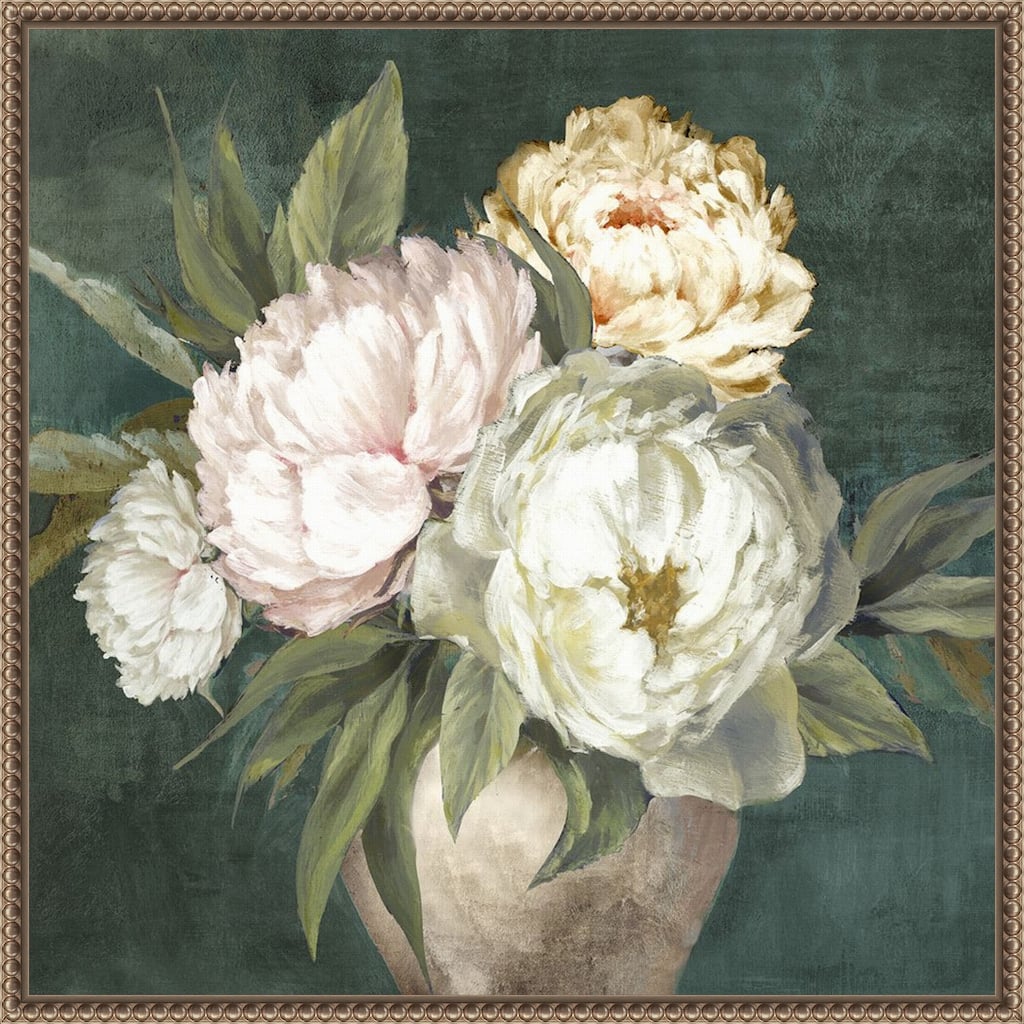 Peonies in a Rustic Vase by PI Studio Framed Canvas Wall Art Print