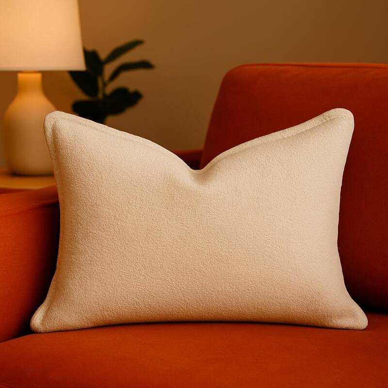 Homey COZY Soft Ivory Throw Pillow - Clean, Minimal Comfort with Tailored Edging