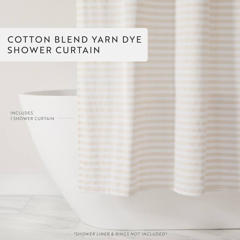 Becky Cameron Cotton Blend Striped Shower Curtain