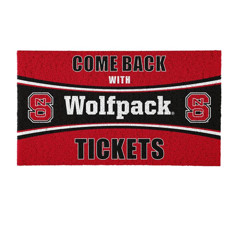 North Carolina State University 28 in. x 16 in. PVC "Come Back With Tickets" Trapper Door Mat