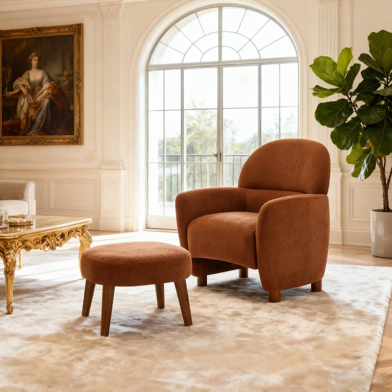 Orange Sofa Chair Leisure Chair with Removable Ottoman, Side Chair Club Chair Upholstered Chair Office Chair