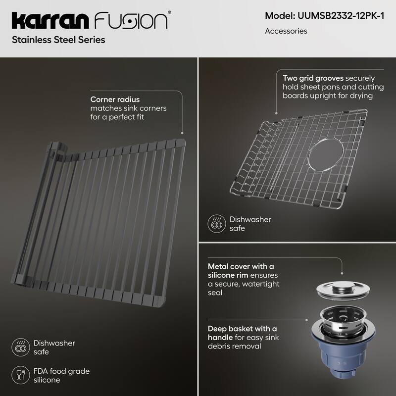 Karran USA UUMSB2332-12PK1 Fusion 23" Undermount Single Basin