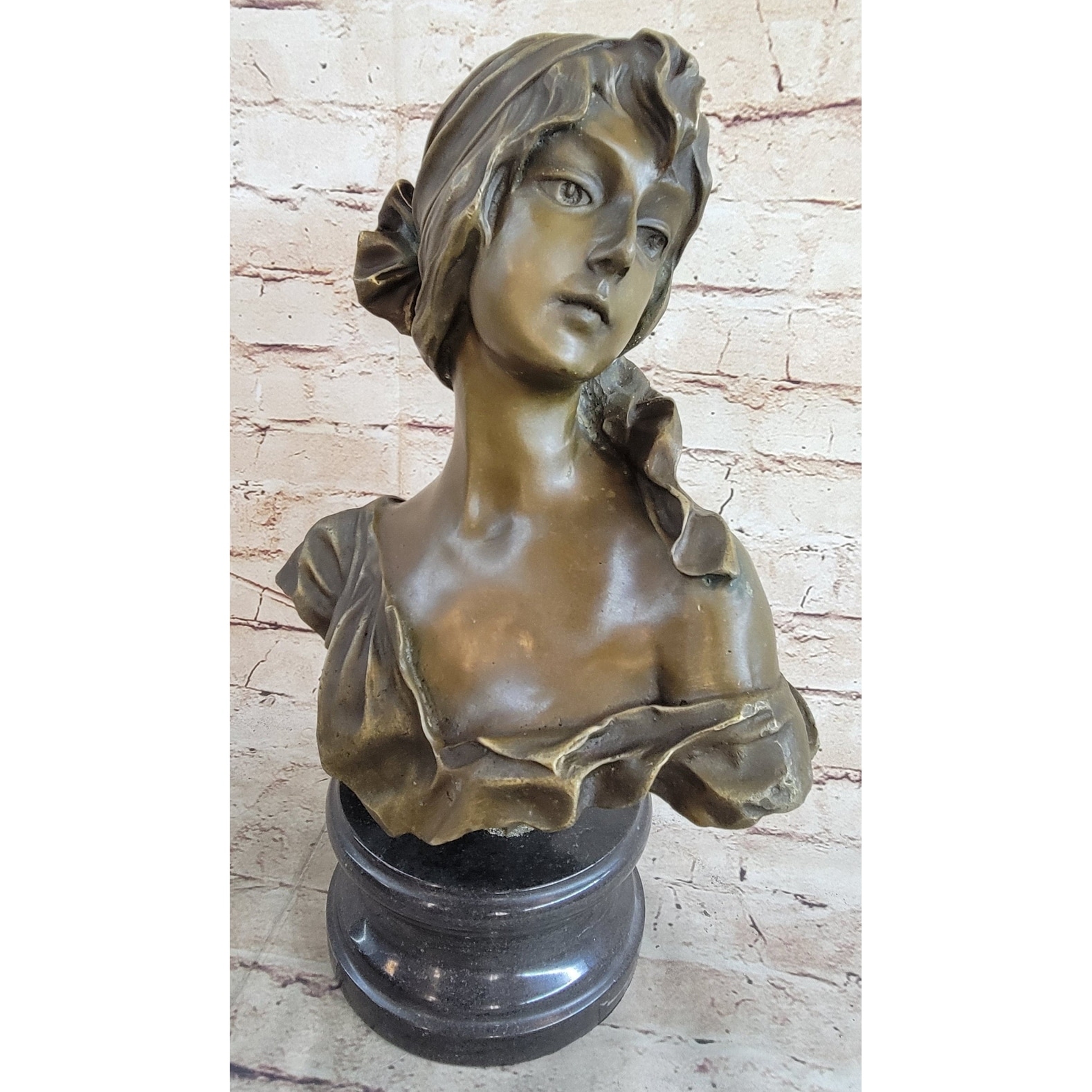 Milo “Maiden’S Gaze” – Elegant Bronze Female Bust Sculpture On Marble Base
