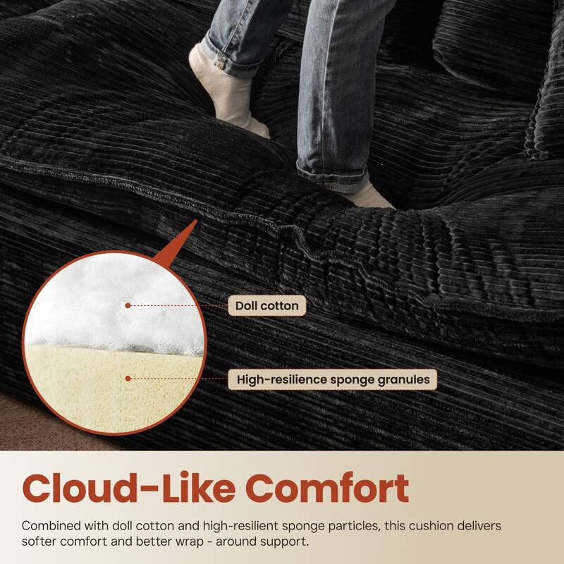 OVIOS L-Shaped Sofa with Dual-Tone Stripe Fabric​