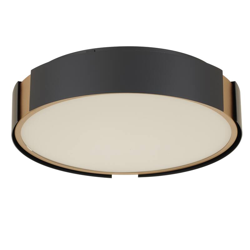 13-in Matte Black with Brass Accent LED Flush Mount