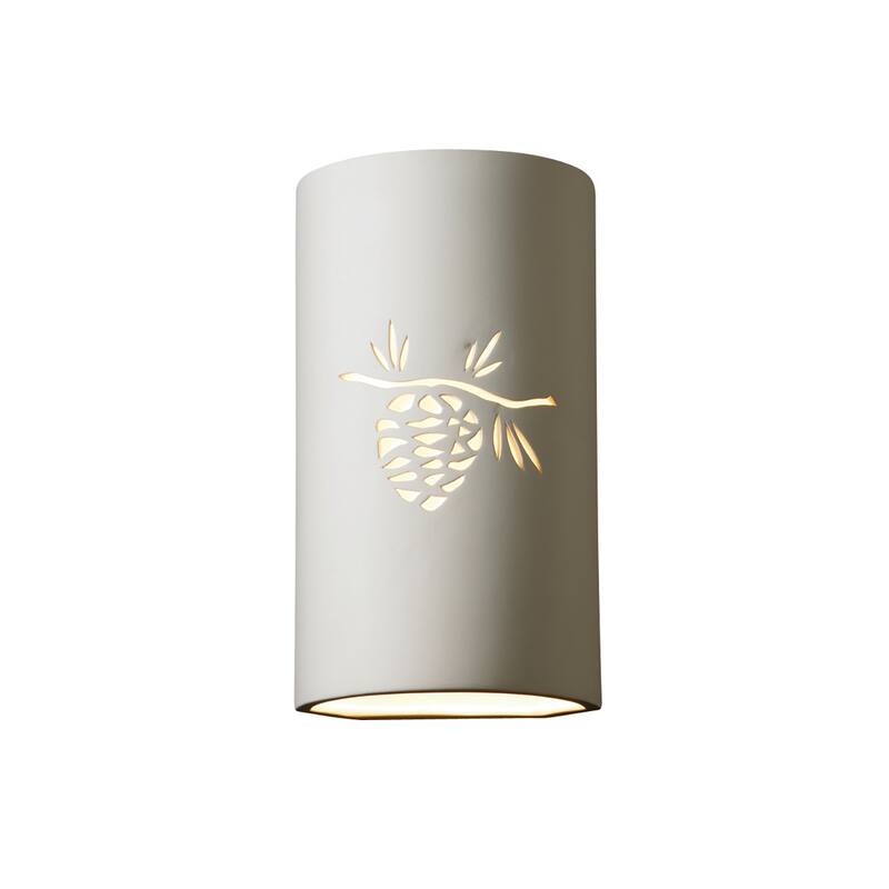 Justice Design Sun Dagger - Large Cylinder Wall Sconce - Open Top & Bottom (Outdoor) - Bisque Finish - Standard Incandescent - Bisque