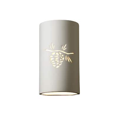 Justice Design Sun Dagger - Large Cylinder Wall Sconce - Open Top & Bottom (Outdoor) - Bisque Finish - Standard Incandescent
