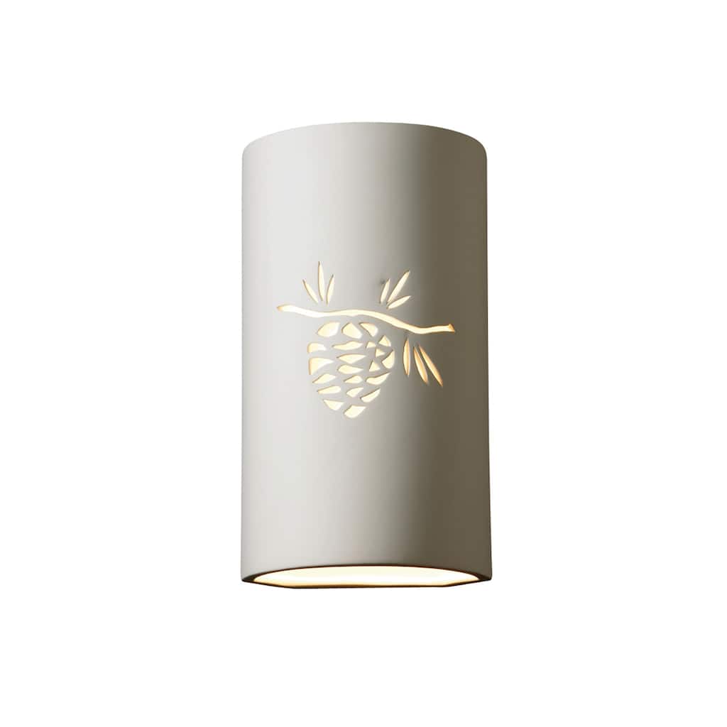 Justice Design Sun Dagger - Large Cylinder Wall Sconce - Open Top & Bottom (Outdoor) - Bisque Finish - Standard Incandescent