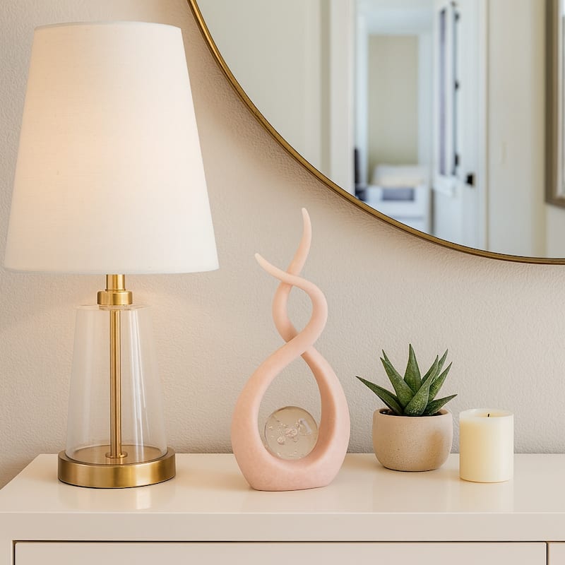 Swirl Design Decorative Modern Figurine with Marble Accent, Home Decor - 6" x 3" x 12"