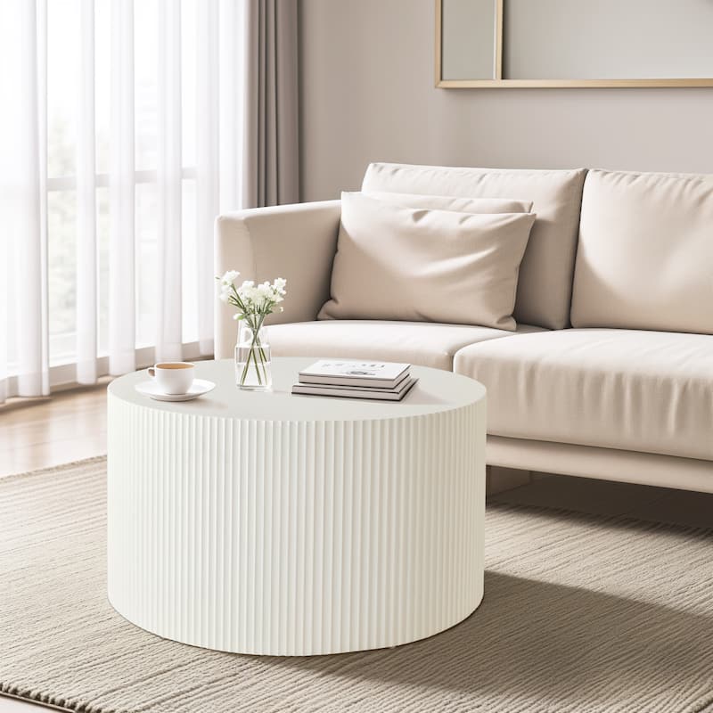 35.83" Stylish and Minimalist Modern Wave Stripe Round Coffee Table.