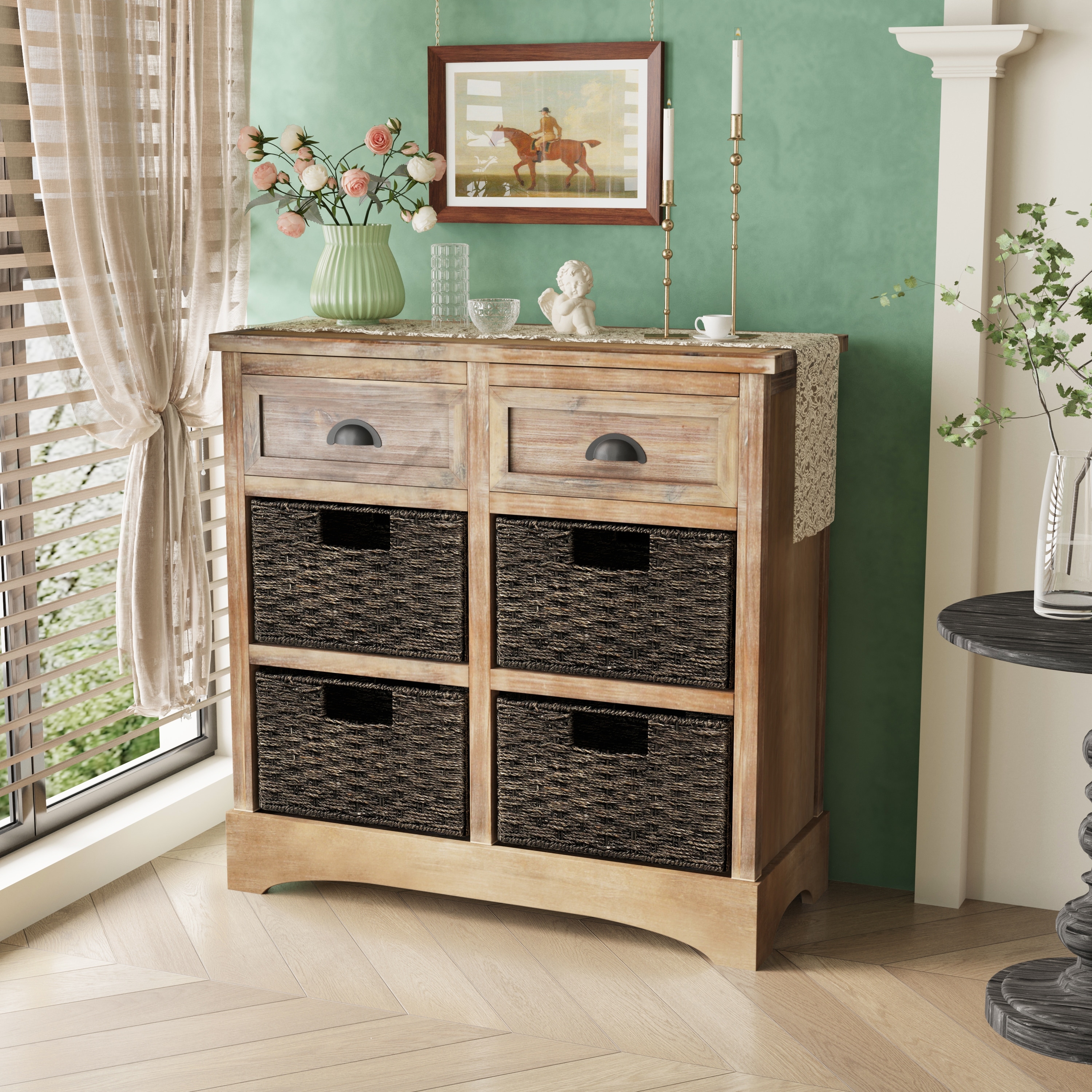 https://ak1.ostkcdn.com/images/products/is/images/direct/dda1a98d1fea8aca5f930e244da2a51f83545ad7/Rustic-Storage-Cabinet-with-Two-Drawers-and-Four-Classic-Rattan-Basket-for-Dining-Room-Living-Room.jpg