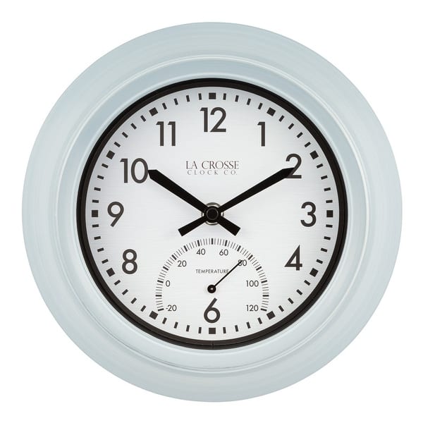 Lacrosse T82110 9 in. Wall Clock with Thermometer Light Blue
