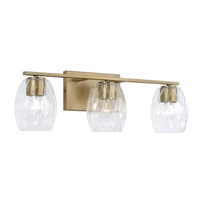 Lucas 3-light Bath/ Vanity Fixture w/ Wavy Embossed Glass
