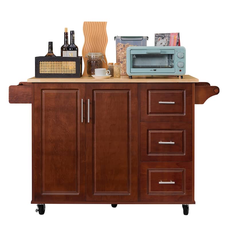 Mobile Kitchen Island Cart with 3 Drawers