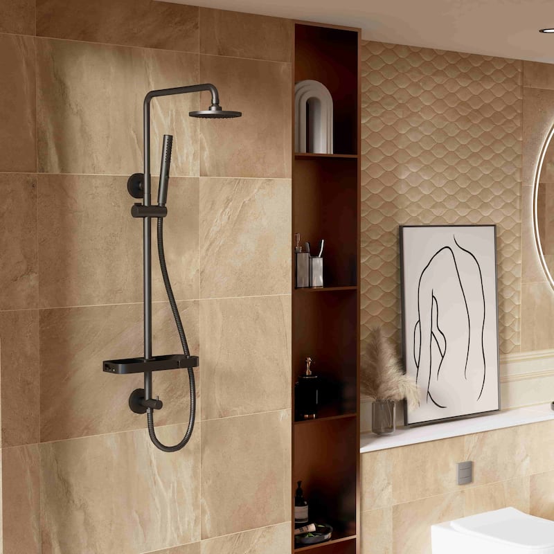 Modland 4-Way Exposed Retrofit Shower System with Rainfall & Handheld, Easy Install in Black/Nickel/Chrome