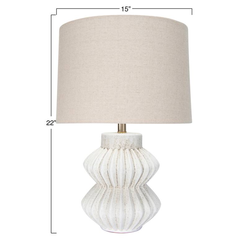 Fluted Terra-cotta Table Lamp with Linen Shade