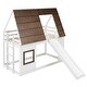 preview thumbnail 8 of 7, House-shaped Design Twin Size Wood Bunk Bed with Roof, Ladder and Slide, Sturdy Construction and Safety Guaranteed, White&Brown