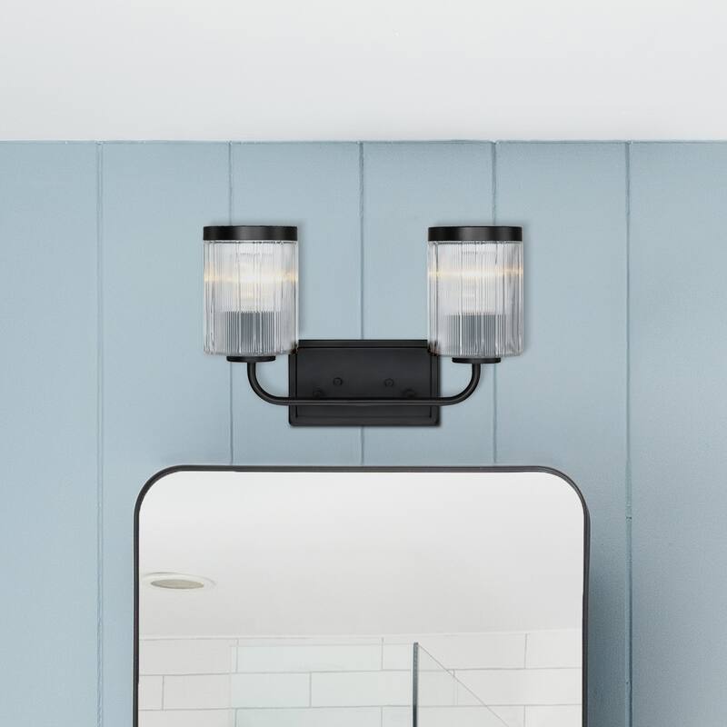 Aspen 16 in. 2-Light Matte Black Vanity Wall Light for Bathrooms - 4.75