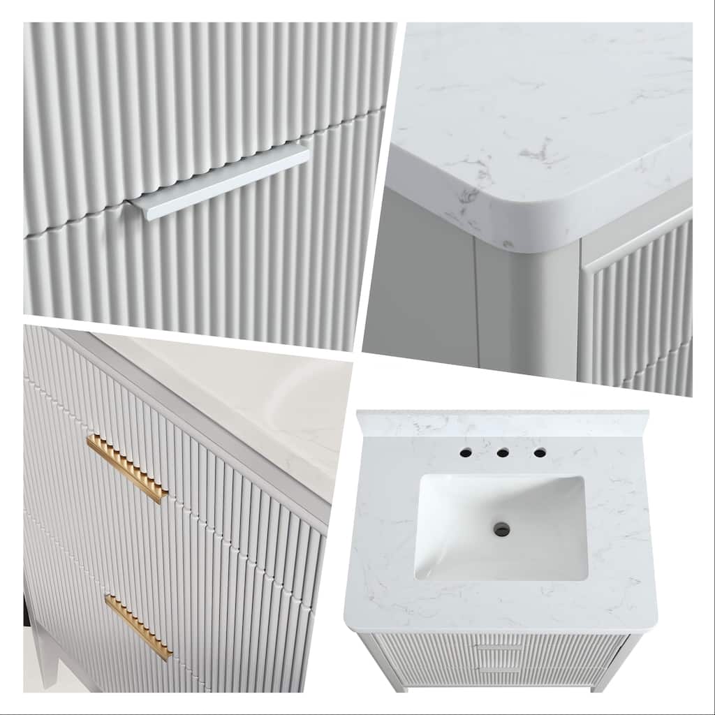 Modland 48" Bathroom Vanity with Sink, Soft Close Drawers & Doors, Carrara Marble Top, Fully Assembled - 48 inch