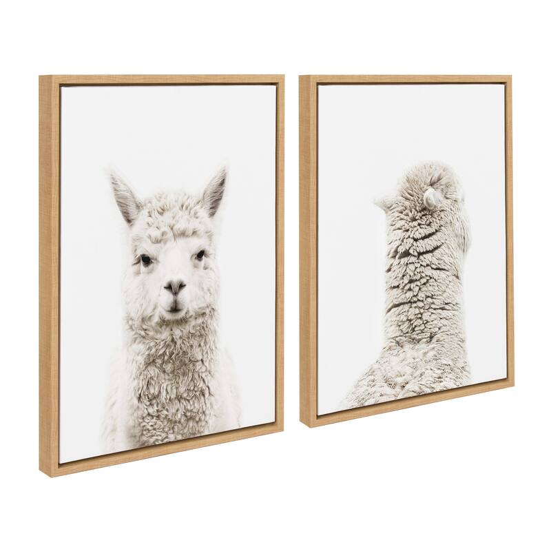 Kate and Laurel Sylvie Animal Front And Back Framed Canvas By Amy Peterson - 2 Piece Set 23x33 - Natural