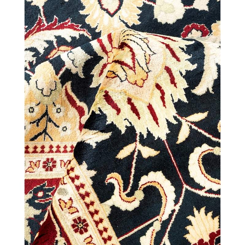 Overton Hand Knotted Wool Vintage Inspired Traditional Mogul Black Area Rug - 8' 0" x 10' 5"