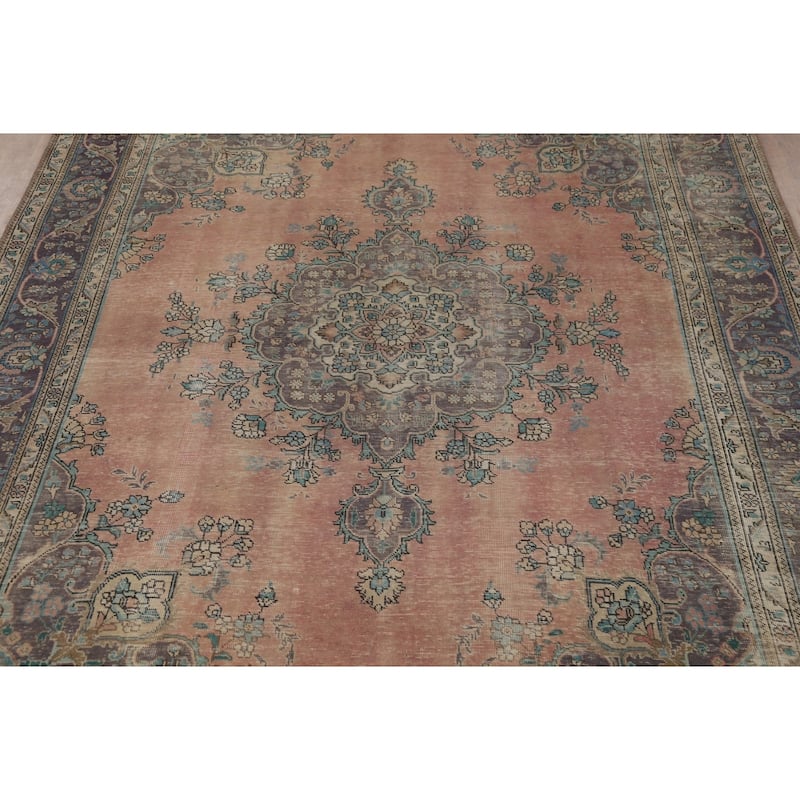 Medallion Tabriz Persian Area Rug Handmade Wool Carpet - 8'0" x 10'7"